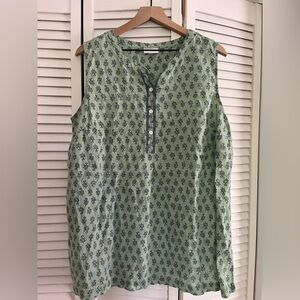 J. Jill Green Sleeveless Mandarin Collar Blouse